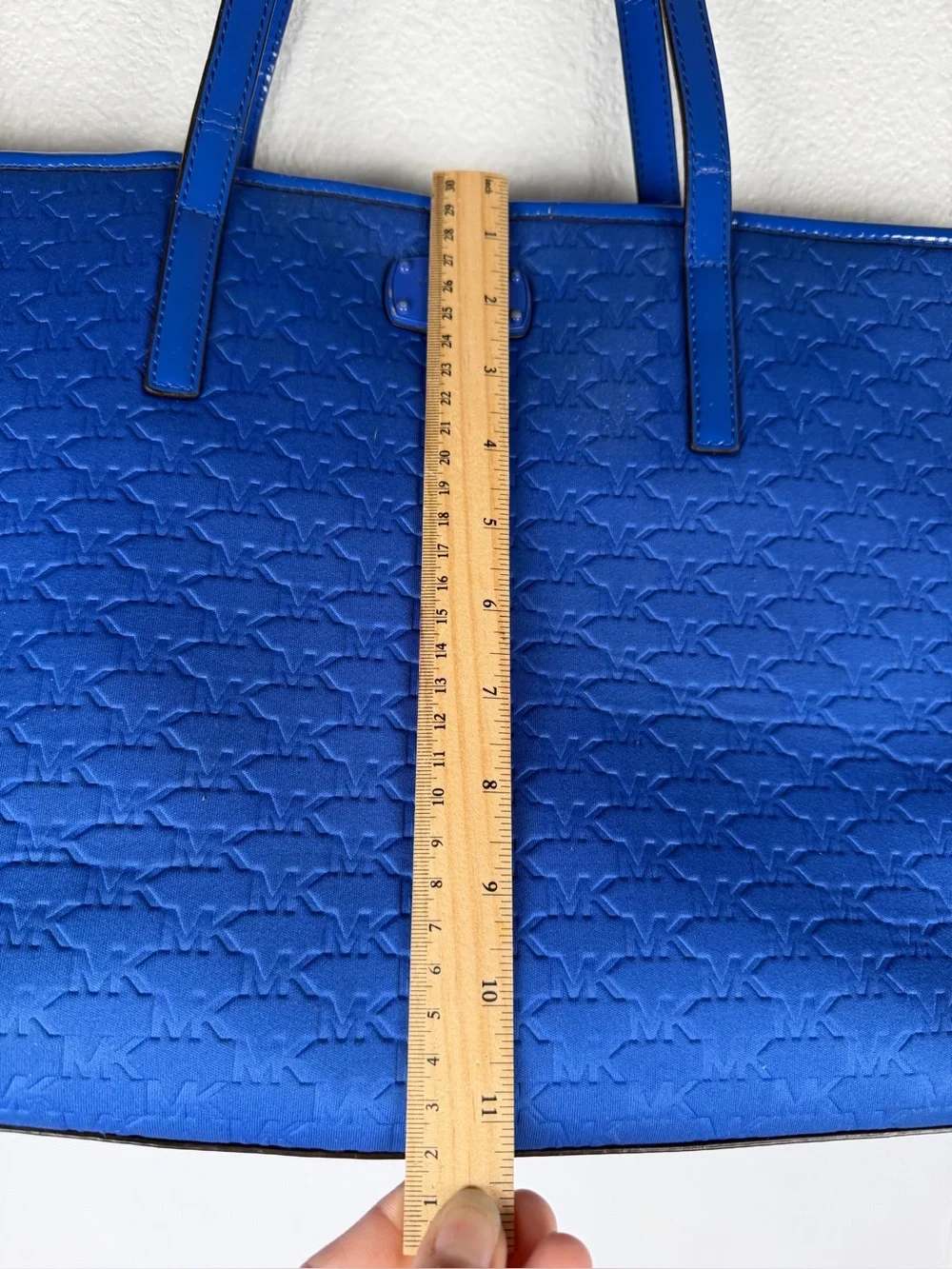 Michael Kors embossed MK monogram tote bag with matching double shoulder straps